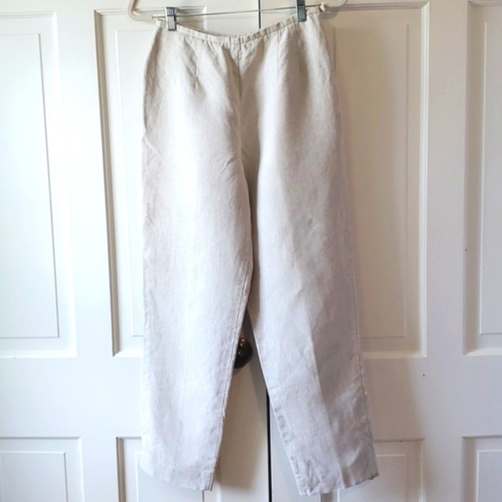 TALBOTS IRISH LINEN PANTS HIGH RISE SIZE 6 BEIGE TAN NATURAL NEUTRAL